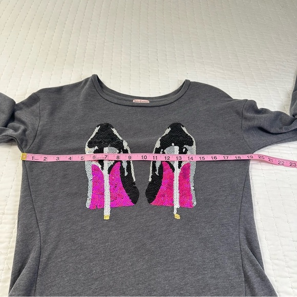 Juicy Couture Vintage Sequins Pump High Heels Gray Long Sleeve Sweater - Picture 5 of 14